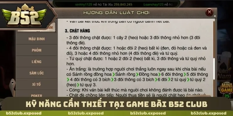 Kỹ năng cần thiết tại Game bài B52 Club