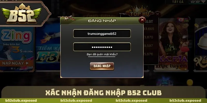 Xác nhận đăng nhập B52 Club